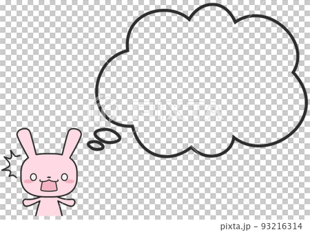 A rabbit with a surprised upper body and a simple fluffy balloon A rabbit with a surprised upper body and a simple fluffy balloon 93216314