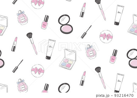 手描きのメイクアップ用品のシームレスパターン 93216470