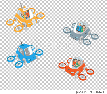 飛行ドローン、ドローンタクシーの素材セット 93216671