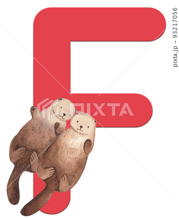 Animal love huf alphabet A-Z watercolor png 93217056