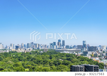 【東京都】新宿から見える新宿御苑と都市風景 【東京都】新宿から見える新宿御苑と都市風景 93217563