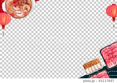 Chinese hot pot frame watercolor png 93217687