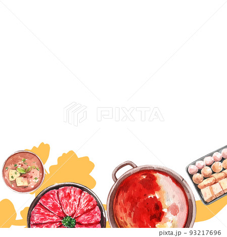 Chinese hot pot frame watercolor png 93217696