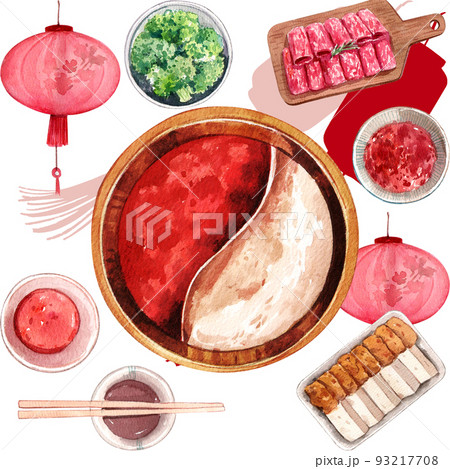 Chinese hot pot watercolor png Chinese hot pot watercolor png 93217708