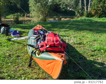 Canoeing trip on the river. Active recreation on the water. Canoeing trip on the river. Active recreation on the water. 93217762