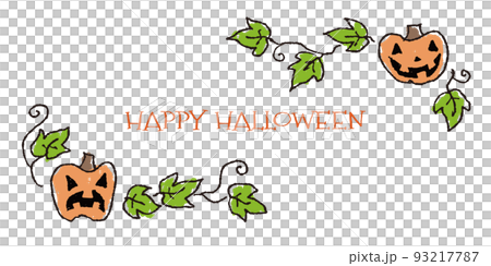 halloween hand drawn cute haunted pumpkin decorative border illustration 93217787