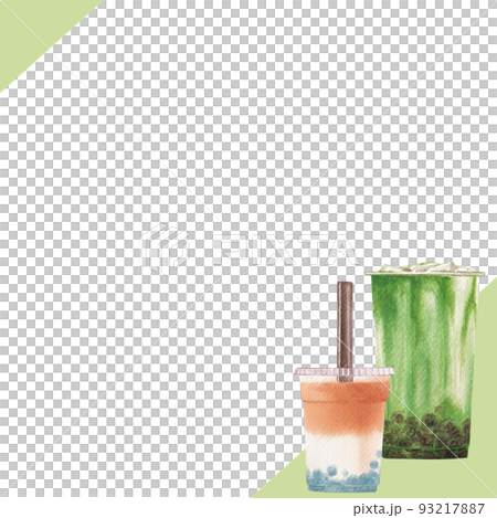 Bubble tea frame watercolor png 93217887