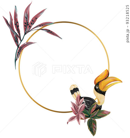 Tropical wildlife wreath watercolor png 93218525