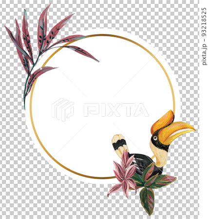 Tropical wildlife wreath watercolor png 93218525