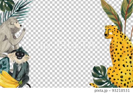 Tropical wildlife frame watercolor png 93218531