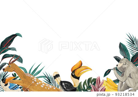 Tropical wildlife frame watercolor png Tropical wildlife frame watercolor png 93218534