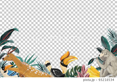 Tropical wildlife frame watercolor png Tropical wildlife frame watercolor png 93218534