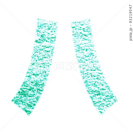 クレヨンで描かれたカタカナ「 ハ」緑色  背景白 パス付 他色/一覧表アリ 93219547