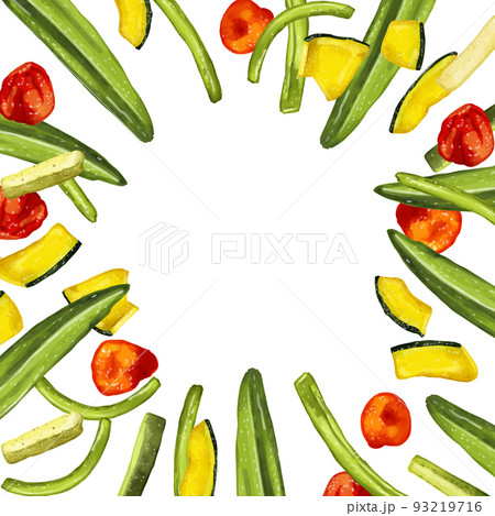 手描き水彩のドライ野菜チップスイラスト正方形フレーム・囲み 手描き水彩のドライ野菜チップスイラスト正方形フレーム・囲み 93219716
