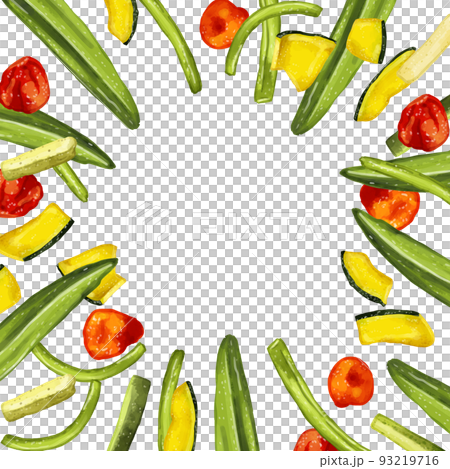 手描き水彩のドライ野菜チップスイラスト正方形フレーム・囲み 手描き水彩のドライ野菜チップスイラスト正方形フレーム・囲み 93219716
