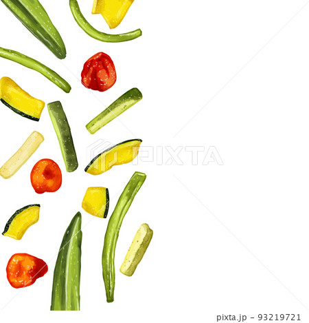 手描き水彩のドライ野菜チップスイラスト正方形フレーム・左 93219721