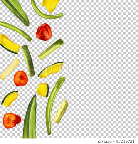 手描き水彩のドライ野菜チップスイラスト正方形フレーム・左 93219721