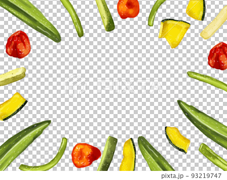 手描き水彩のドライ野菜チップスイラスト長方形フレーム・囲み 手描き水彩のドライ野菜チップスイラスト長方形フレーム・囲み 93219747
