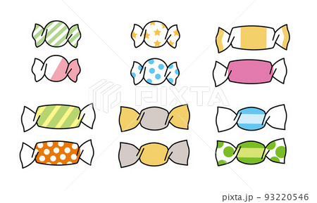 色々なキャンディーのイラスト素材。 93220546