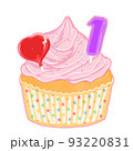 かわいいピック付きカップケーキのイラスト 93220831