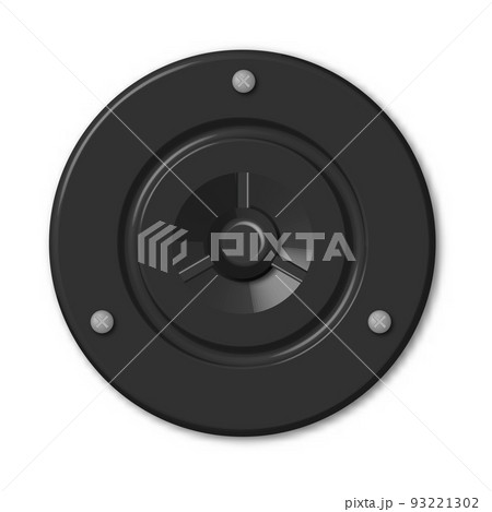 Photorealistic music speaker front view, vector illustration. Photorealistic music speaker front view, vector illustration. 93221302