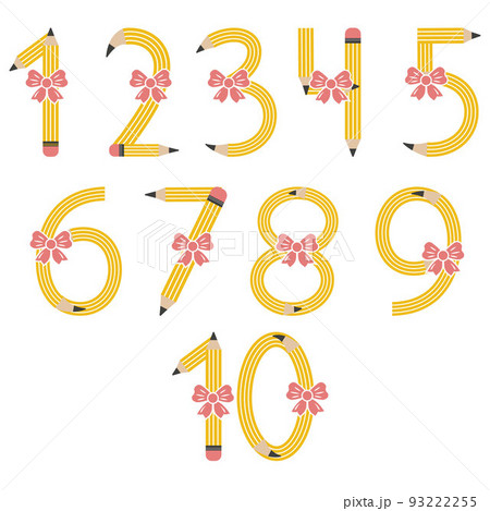 Numbers from yellow simple pencils, vector illustration isolated on a white background Numbers from yellow simple pencils, vector illustration isolated on a white background 93222255