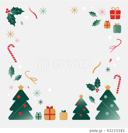 クリスマスのシンプル・おしゃれなベクター・フレーム素材 クリスマスのシンプル・おしゃれなベクター・フレーム素材 93223383