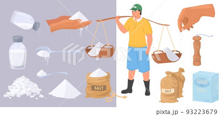 Salt powder and crystal vector isolated set 93223679