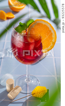 Traditional Spanish summer refreshing drink, cocktail, Tinto de verano. Traditional Spanish summer refreshing drink, cocktail, Tinto de verano. 93225578
