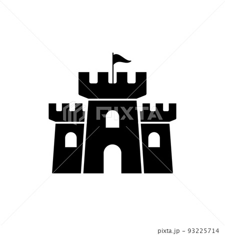 Castle vector icon fort symbol tower. Castle tower logo stronghold medieval silhouette icon Castle vector icon fort symbol tower. Castle tower logo stronghold medieval silhouette icon 93225714