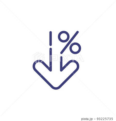 Cost reduction icon price lower arrow. Vector low cost money crisis line icon 93225735