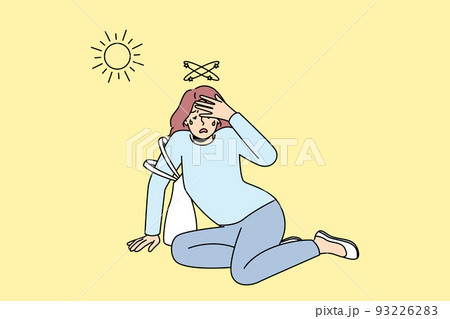 Unhealthy woman suffer from heatstroke outside Unhealthy woman suffer from heatstroke outside 93226283