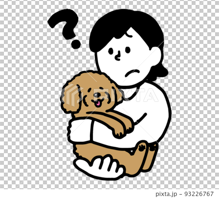 抱著狗感到疑惑的便衣女人（簡單） 93226767