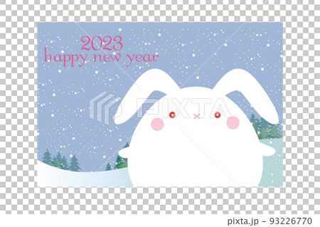 2023年兔年新年賀卡材料。易於使用的設計,帶有可愛而簡單的兔子插圖,融入雪景 2023年兔年新年賀卡材料。易於使用的設計,帶有可愛而簡單的兔子插圖,融入雪景 93226770