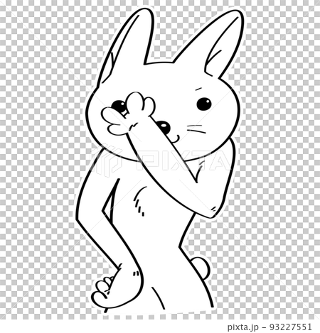 一隻兔子做一個有趣的幻想姿勢的插圖 93227551
