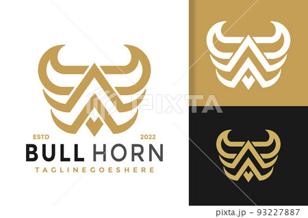 Letter A Bull Horned Logo Design, brand identity logos vector, modern logo, Logo Designs Vector Illustration Template 93227887