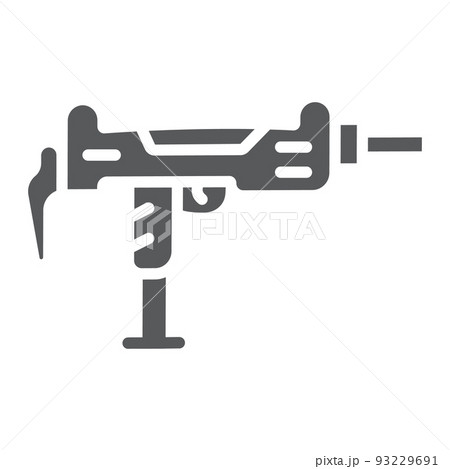 Uzi gun glyph icon, army and military, gun machine sign, vector graphics, a solid pattern on a white background, eps 10. 93229691