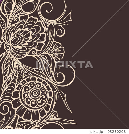 beige graphic pattern on brown background, seamless pattern border, texture, design 93230208