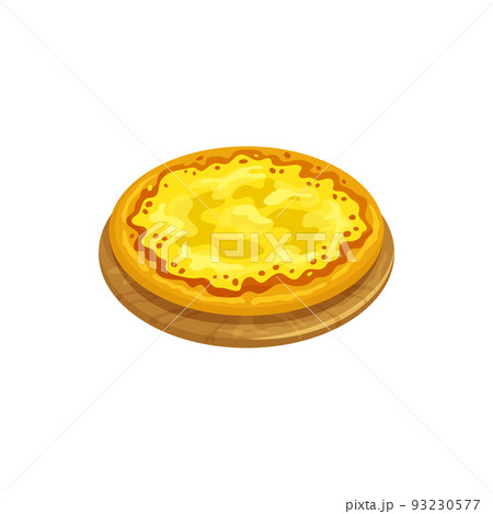 Ai quattro Formaggi isolated four cheese pizza. Vector Italy cuisine food, with four different cheeses melted together, with rossa, tomato sauce. Street food snack, traditional baked pizza Ai quattro Formaggi isolated four cheese pizza. Vector Italy cuisine food, with four different cheeses melted together, with rossa, tomato sauce. Street food snack, traditional baked pizza 93230577