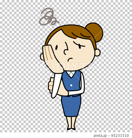 制服の女性　悩む 93231510