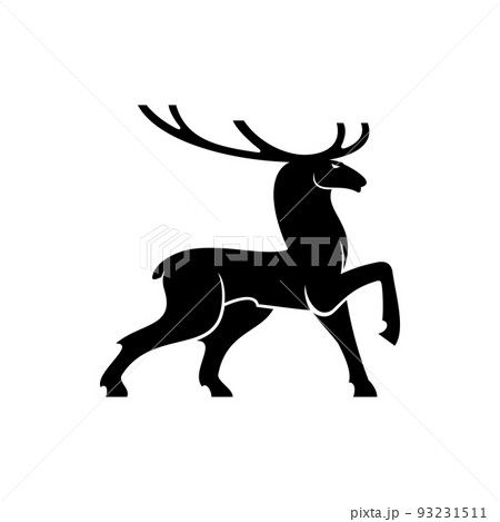 Mature deer stag isolated animal silhouette. Vector elk stag, wildlife reindeer Mature deer stag isolated animal silhouette. Vector elk stag, wildlife reindeer 93231511