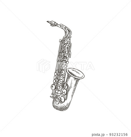 alto saxophone pencil drawing