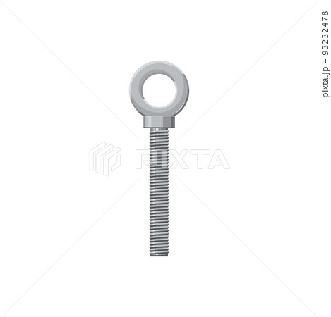 Steel bolt with ring on one side isolated realistic icon. Vector long bolt with circle at end, metal lag building and construction fastener. Mechanical hand tool, galvanized bolt fixing repair object Steel bolt with ring on one side isolated realistic icon. Vector long bolt with circle at end, metal lag building and construction fastener. Mechanical hand tool, galvanized bolt fixing repair object 93232478