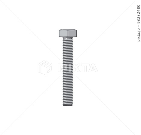 Stainless steel cap head bolt isolated fixing tool icon. Vector building and repair, construction detail, fixing tool. Grade stainless steel cap head bolt, fixing and fastening object, metal fastener 93232480