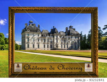 Medieval castle of France in Loire valley - beautiful elegant Chateau de Cheverny, popular tourist attraction 93232841