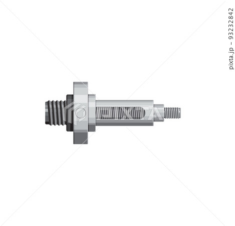 Shock absorber vehicle detail isolated realistic icon. Vector hydraulic damper pneumatic cylinder of car or motorcycle, metal spare part with screw. Steering damper stabilizer, automatic mechanism 93232842