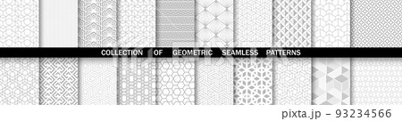 Geometric set of seamless gray and white patterns. Simpless vector graphics. 93234566