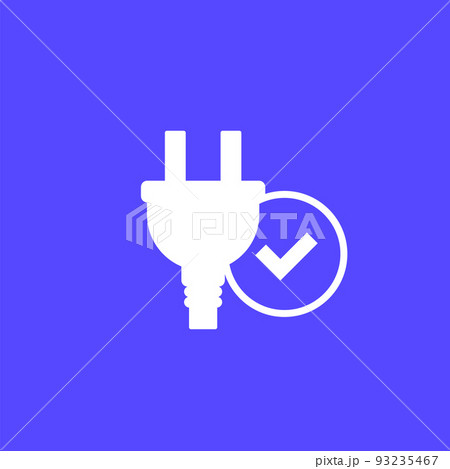 electric plug and check mark, vector sign electric plug and check mark, vector sign 93235467