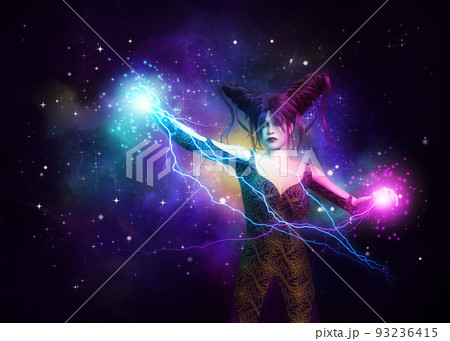 3D Magician in starry space 3D Magician in starry space 93236415