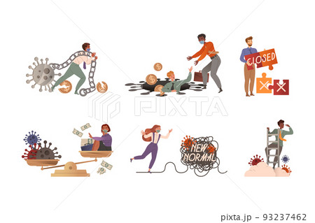 Coronavirus Outbreak Financial Crisis with People Character Fighting Against Pandemic Vector Set Coronavirus Outbreak Financial Crisis with People Character Fighting Against Pandemic Vector Set 93237462